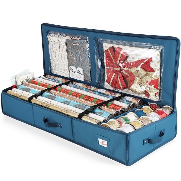 StorageBud Tear Proof Gift Wrapping Paper Storage Container - Premium Christmas Wrapping Paper Holder - 1 Pack - Medium