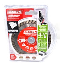 Diablo Turbo Blade Diamond Masonry 4 1/2" for Angle Grinders
