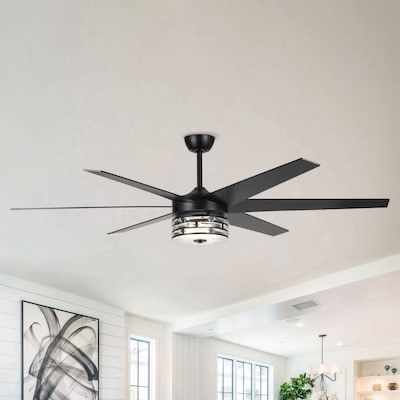Parrot Uncle 70-in Black with Matte Blades Integrated LED Indoor Ceiling Fan with Light 
