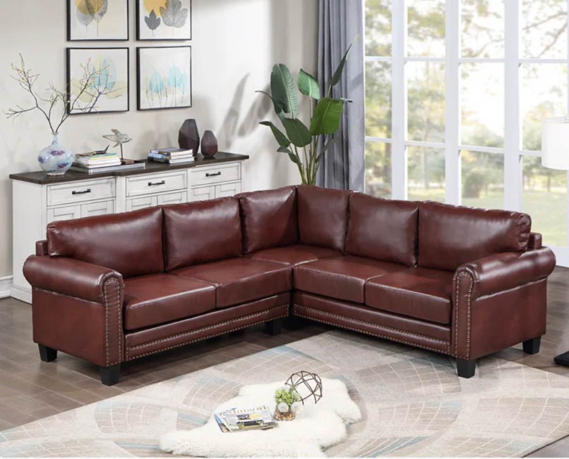Vegan Leather Sectional brown WF287374AAD box 3 of 3 not included 