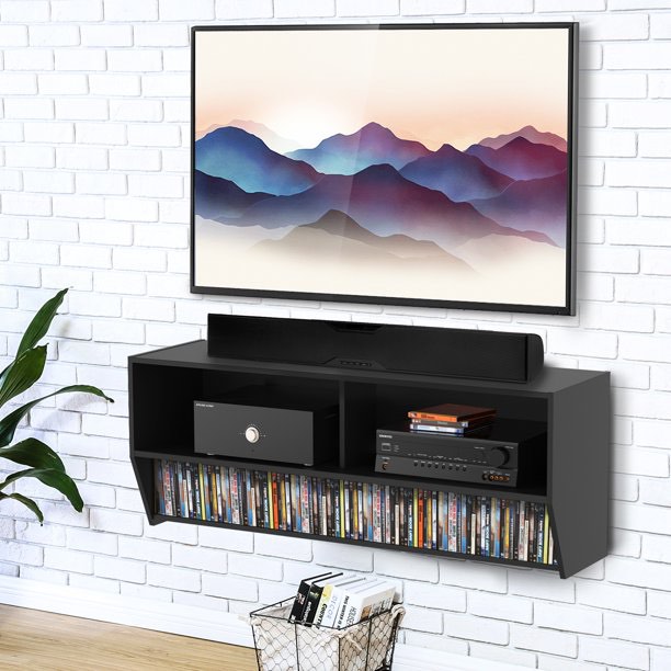 FITUEYES Wall Mounted Audio/Video Console wood grain for xbox one/PS4/vizio/Sumsung/sony TV