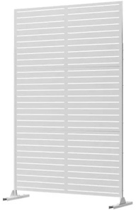 NeuType Decorative Privacy Screen Outdoor Divider with Stand, Featuring Precise Laser Cut,Metal Material, Black Louvered