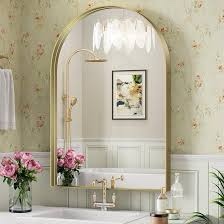 Brightify Arched Mirror, 30 x 40 Inch Gold Arch Mirror, Metal Frame Gold Arched Wall Mirror, Arched Top Bathroom Vanity Mirror for Living Room Bedroom Mantle Entryway Hallways