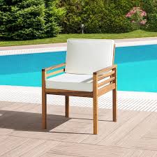Alaterre Furniture Okemo Acacia Outdoor Dining Chair with Cushion