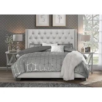 Sanders Upholstered Low Profile Standard Bed Queen Silver
