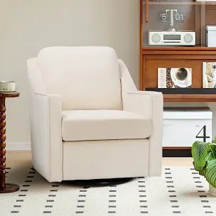 Charitini Big Removable Wide Full Back Fabric Upholstered Swivel Armchair