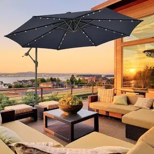 Isley 10' Lighted Cantilever Umbrella Navy
