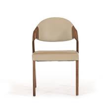 Bratislav Mid-Century Beige & Walnut Dining Chair Set of 2