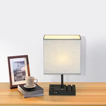Cedar Hill 10.6-in Black and Gray LED Touch Table Lamp with Fabric Shade