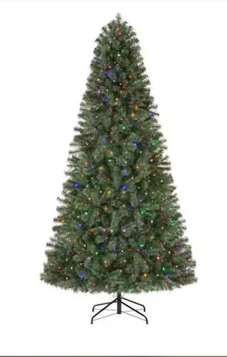 Home Accents 7.5 ft. Pre-Lit LED Festive Pine Artificial Christmas Tree