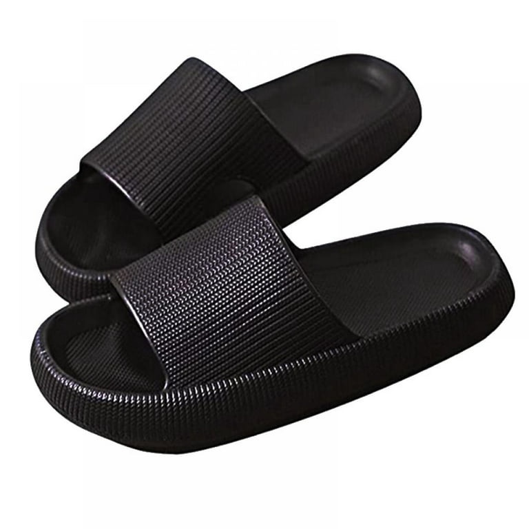 Size 7.5 : ChuulGorl Slippers for Women and Men Shower Bathroom Sandals Open Toe Soft Thick Platform Non-Slip Massage Pool Gym House Slipper Suitable Indoor & Outdoor, black