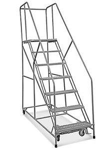 7 Step Safety Angle Rolling Ladder - Assembled with 24" Top Step