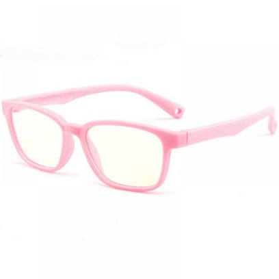 Kids Blue Light Blocking Glasses Silicone Flexible TR-90 Frame, Computer Gaming TV Phone Glasses for Boys Girls Age 3-14 (4-14 yr-Old, B0502 Crystal Pink)