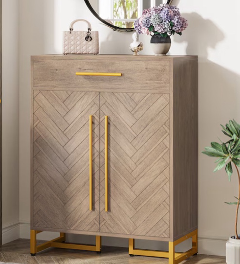 Tribesigns 39.37-in H 5 Tier 20 Pair Light Gray Mdf Shoe Cabinet