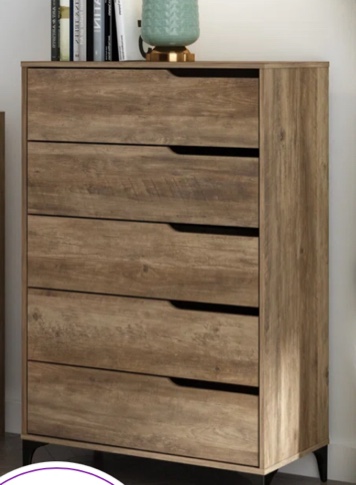 5 drawer chest inter lock knotty oak 