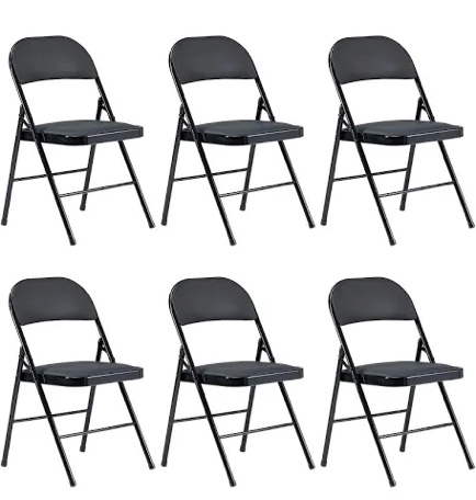 VINGLI 6 Pack Black Plastic Folding Chair, Indoor Outdoor Portable Stackable Commercial Seat with Steel Frame 350lb. Capacity for Events Office Wedding Party Picnic Kitchen Dining
