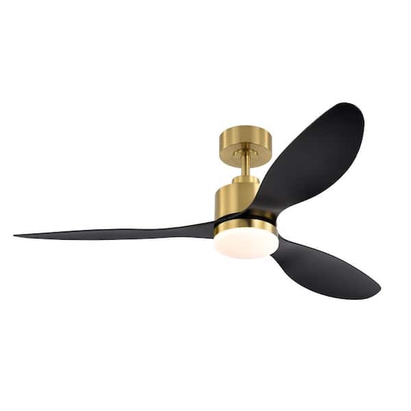Sawyer 52 in. Integrated LED Indoor Gold Ceiling Fans with Light and Remote Control