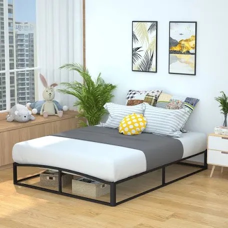 Amazon Basics 10" Modern Metal Platform Bed with Wood Slat Support - Mattress Foundation - No Box Spring Needed, King