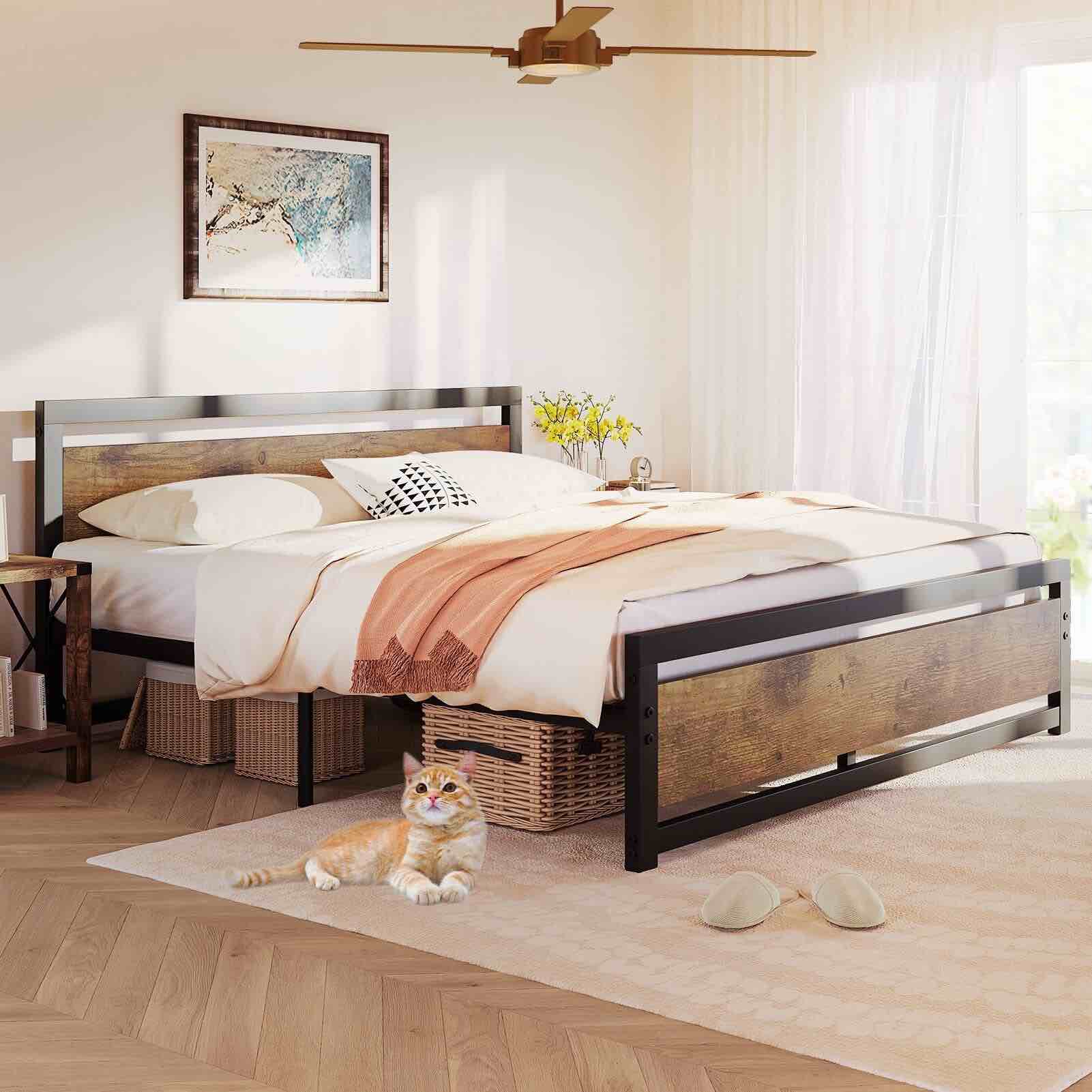 Bed Frame Platform with Headboard