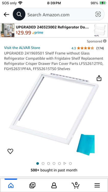 Updated 241969501 Shelf Frame without Glass Refrigerator Crisper Pan Cover Compatible with Frigidaire Shelf Replacement Parts Refrigerator Door Shelf Frame AP4433007,PS2363832, FFSS2615TE0,LFSS2612TE0