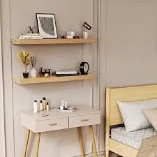Floating Shelves for Wall, Bathroom Bedroom Kitchen Book Shelf, Rustic Wooden Home Decor Plant Display, Varnished Natural Solid Wood, Mounted Invisible Bracket, 30" Set of 2