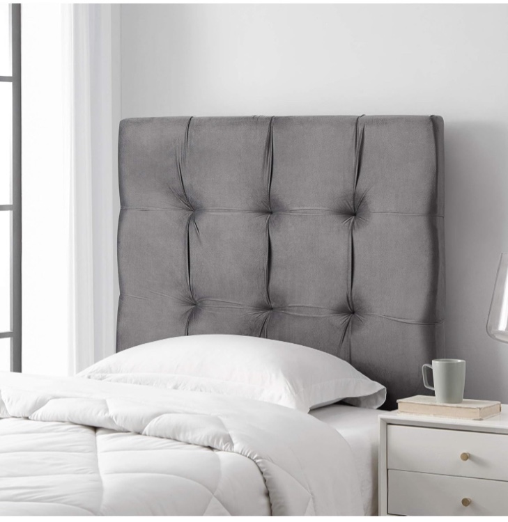 DormCo Mo' Classic College Headboard - Plush Velvet Gray