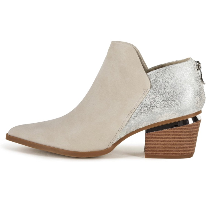 8.5 Coutgo Women's Ankle Boots Pointed Toe Stacked Chunky Heeled Back Zipper Western Low Heel Booties