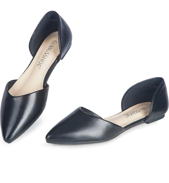 9 MUSSHOE Flat Shoes Women D'Orsay Pointed Toe Ankle Strap Women's Flats
