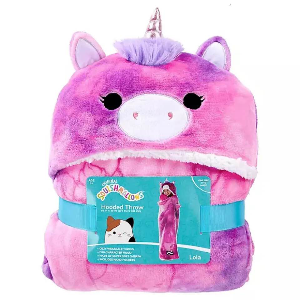 sqiushmellow hooded throw 