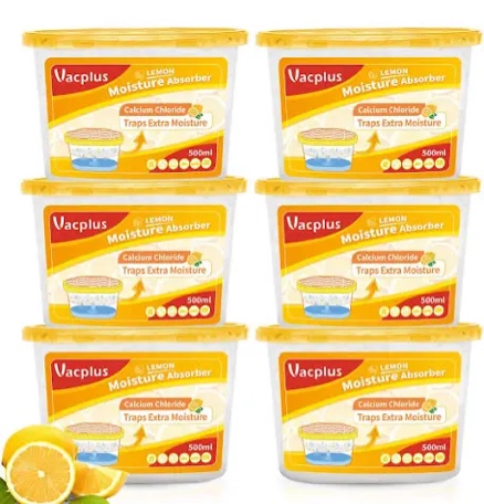 Vacplus Moisture Absorbers for Closet - 10.5 Oz, Leakproof Dehumidifiers for Closet, Efficient Humidity Absorber Boxes Collect Excess Moisture for Bathroom, Kitchen, Study, Jasmine Scent, 6 Pack