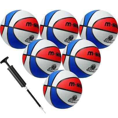 Wettarn 6 Pcs Basketballs Bulk Christian Charity Donation Supplies Size 5 Basketballs for Kids 27.5 Inch Basketball with Pump Xmas Gifts for Kids Basketball Games Training