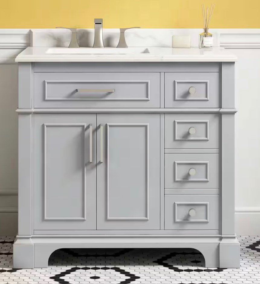 home decorators collection melpark 36" dove grey bathroom vanity