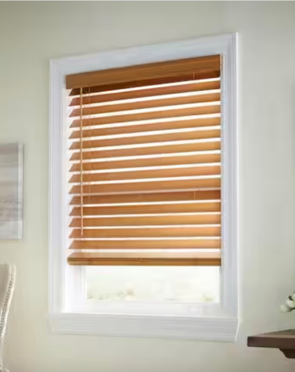 2.5" cordless FW blinds chestnut 58 1/2 x 48"