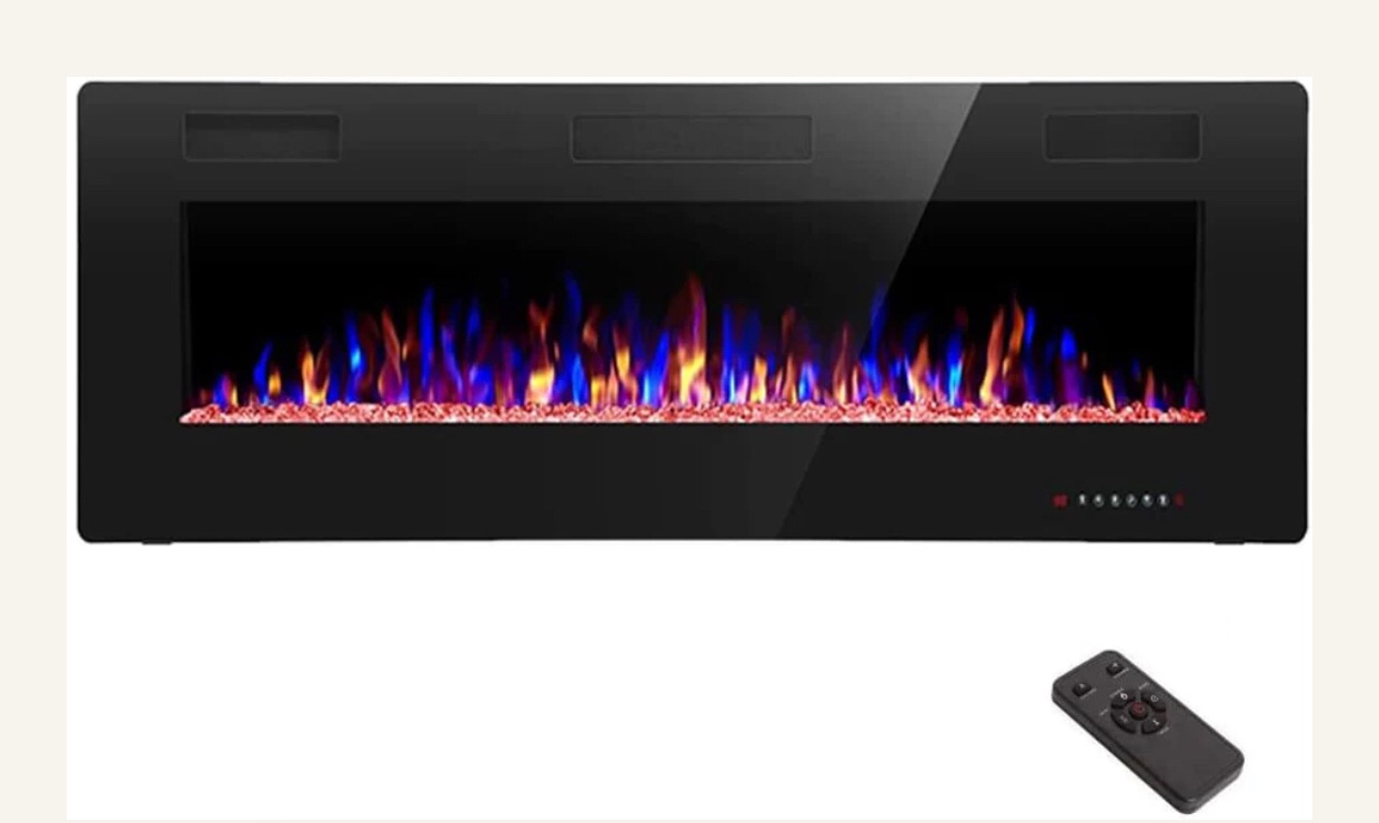 R.W.FLAME 60'' RECESSED ELECTRIC FIREPLACE HEATER, 750W-1500W