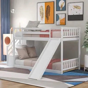Bunk Bed with Convertible Slide and Stairway in White- INCOMPLETE, BOX 1 OF 2
