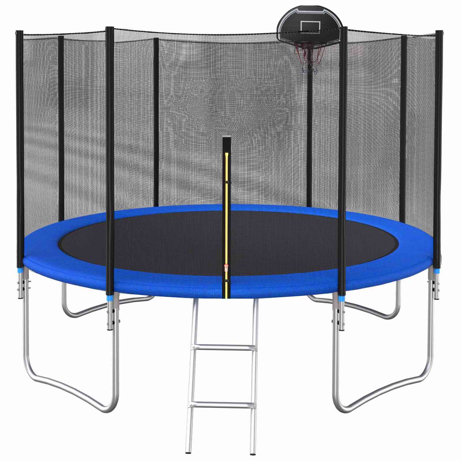 ZNTS 12 FT TRAMPOLINE OUTSIDE SAFETY NET WITH BASKETBALL HOOP W758126902