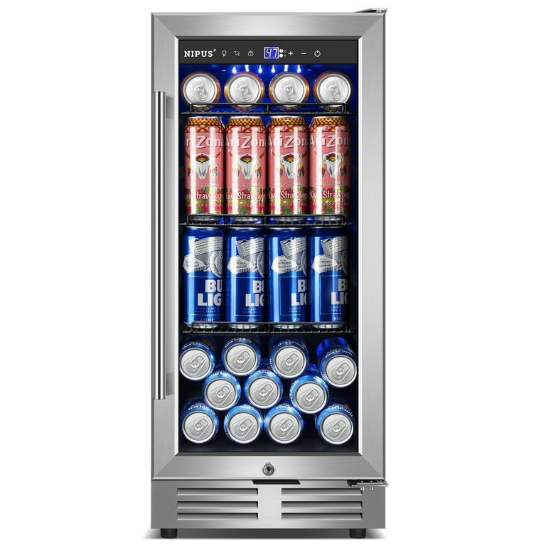 Nipus 15 inch 130 Can Beverage Fridge Freestanding/Built-in Beverage Refrigerator with French Door
