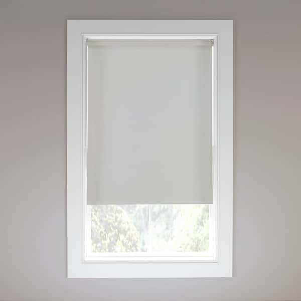 StyleWell Cut-to-Size White Cordless Blackout Vinyl Roller Shade 55.25 in. W x 78 in. L