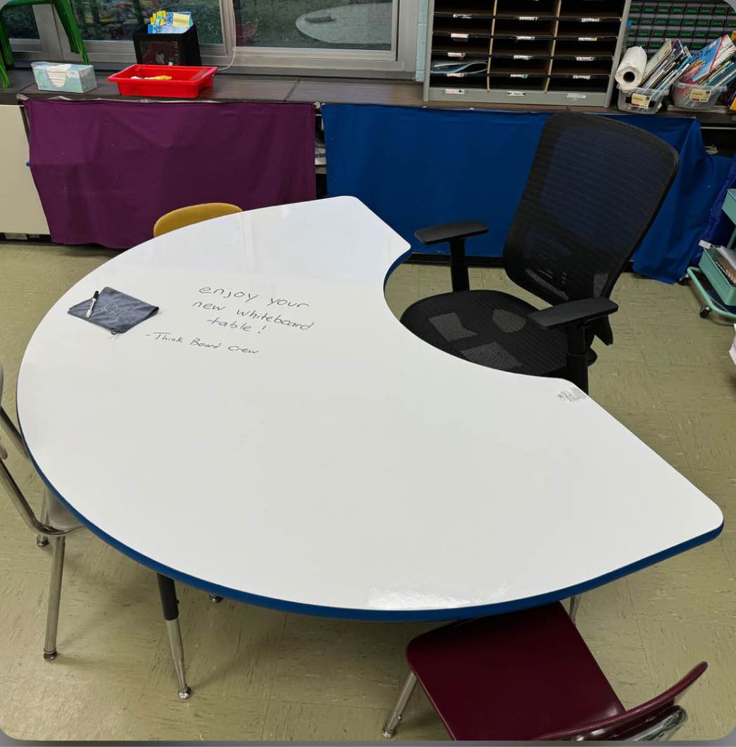 dry erase board curved school table 