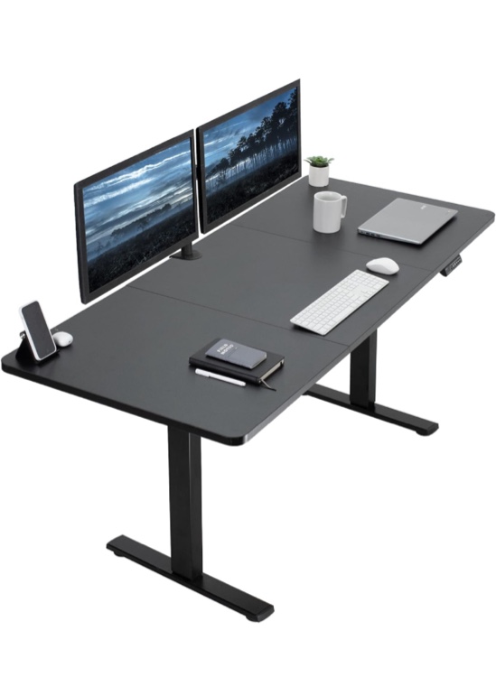 VIVO Electric Height Adjustable 71 x 30 inch Memory Stand Up Desk, Black Table Top, Black Frame, Standing Workstation with Preset Controller, 1B Series, DESK-KIT-1B7B