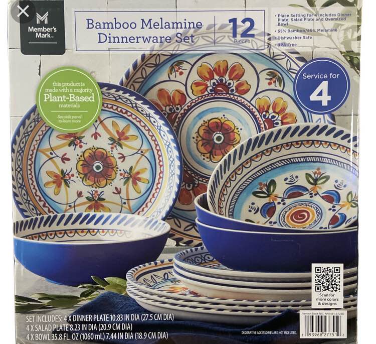 Member's Mark 12-Piece Melamine Dinnerware Set (Seville