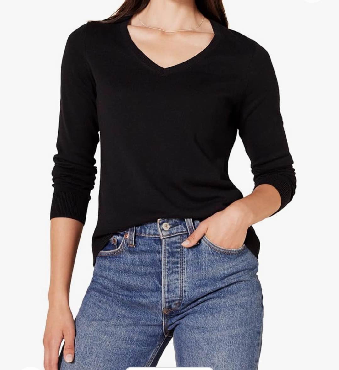 Small Women's Classic-Fit Lightweight Long-Sleeve V-Neck Sweater