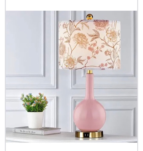 pink ceramic table lamp with 3 way touch