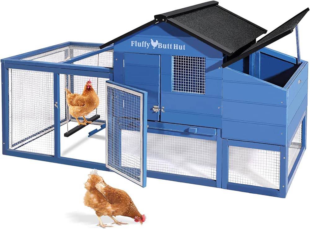 MIXXIDEA Large Chicken Coop Wooden Chicken Runs for Yard with Cover Portable Nesting Boxes Chicken Multi-Level Hen House, Poultry Cage, Chicken Swing Coop 65 in. Chicken Pen Blue (Box 1 of 2 Only)