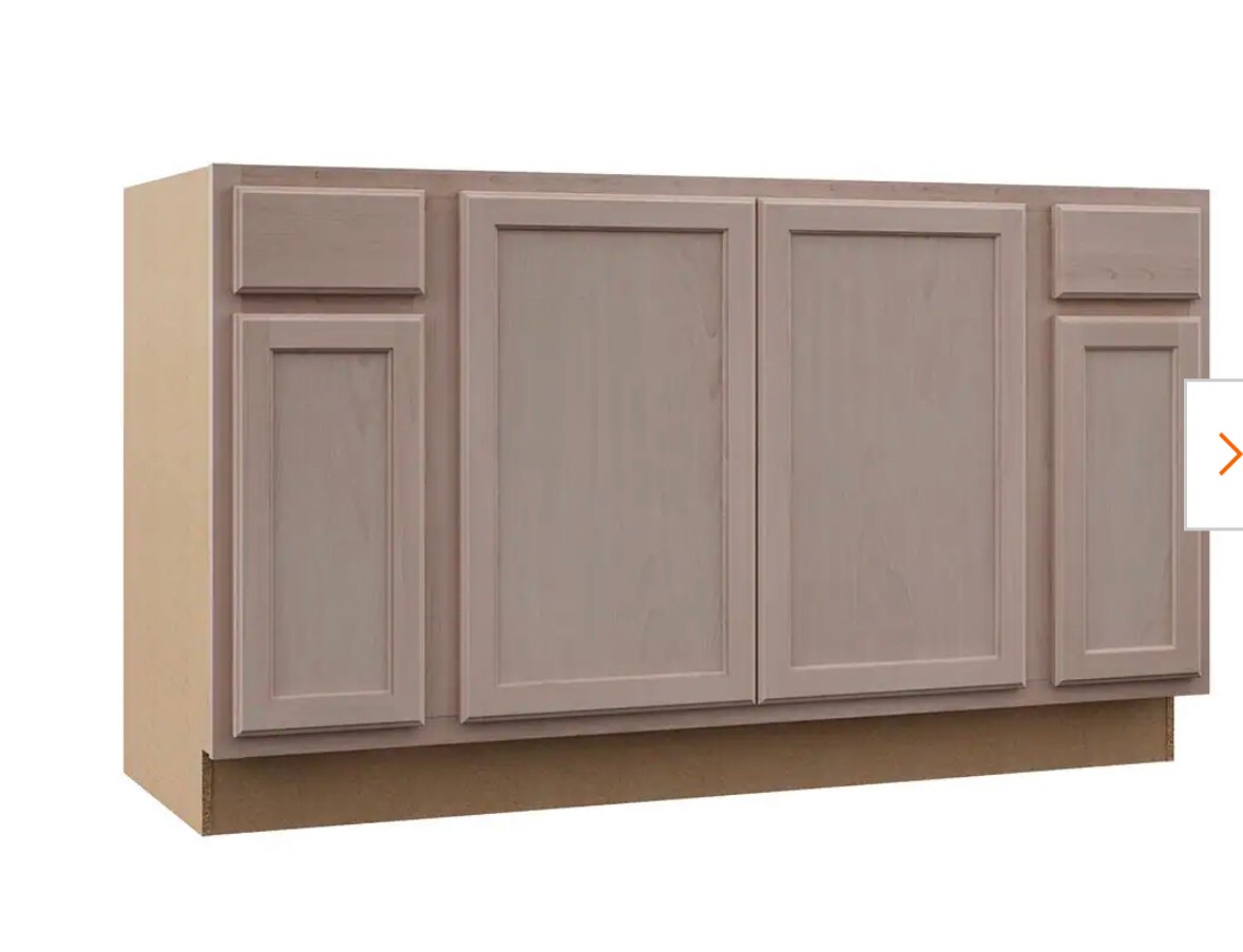 60 in. W x 24 in. D x 34.5 in. H Assembled Sink Base Kitchen Cabinet in Unfinished with Recessed Panel