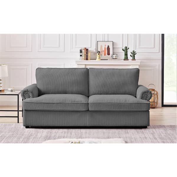 US Pride Furniture Viviana 76 in. W Gray Polyester Queen Size Sofa Bed