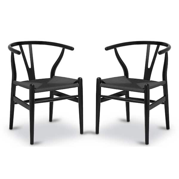Poly and Bark Weave Chair in Pitch Black (Set of 2)