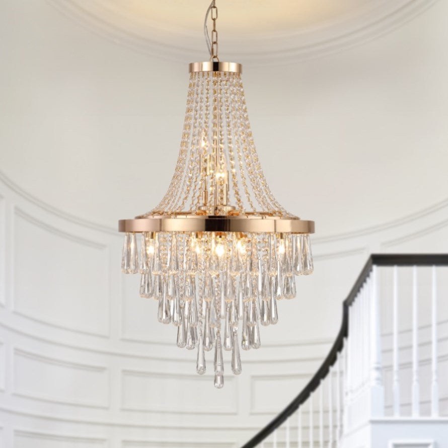 Gold Crystal Chandeliers,Large Contemporary Luxury Ceiling Lighting