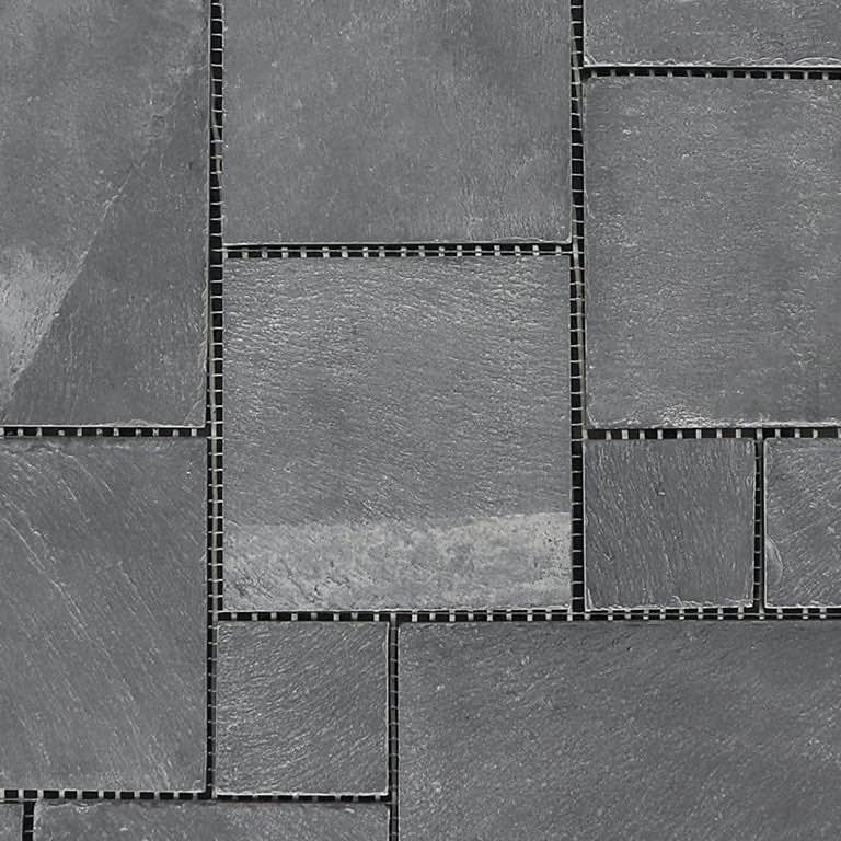 3rd Street Inn Interlocking Slate Stone Tiles (Black Stone, 18 Pack)