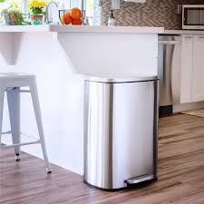 QUALIAZERO 50L/13Gal Heavy Duty Hands-Free Stainless Steel Commercial/Kitchen Step Trash Can, Fingerprint-Resistant Soft Close Lid Trashcan, 50L / 13 GAL